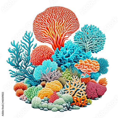 Great barrier reef coral made from paper cuts  created with Generative AI technology