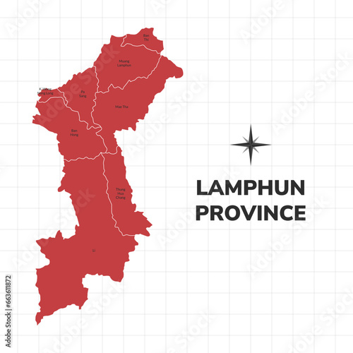 Lamphun Province map illustration. Map of the province in Thailand