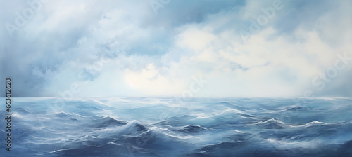 Watercolor painting of a stormy sea