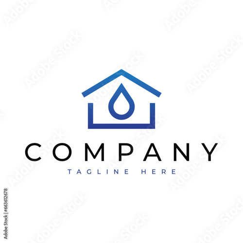 waterproof house. house with drop logo design