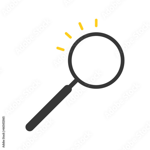 シンプルな柄の長い虫眼鏡のアイコン - 調べる･ヒント･発見のイメージ素材