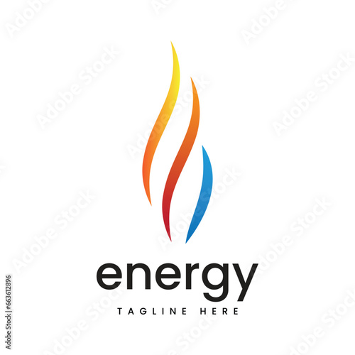 modern simple fire flame burn gas energy logo design