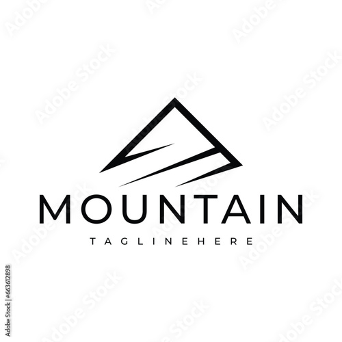 abstract minimal mountain peak logo design