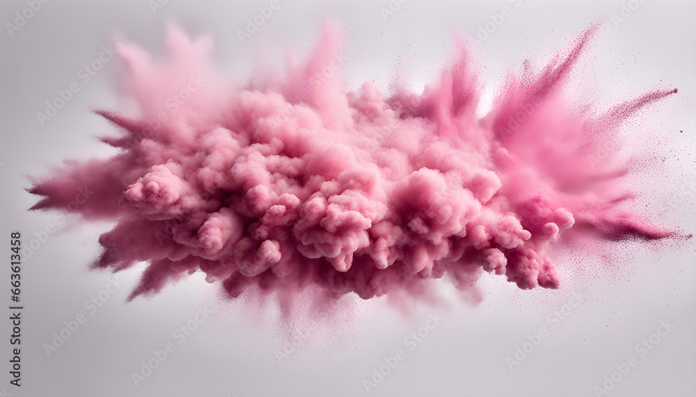pink powder explosion isolated on white background pink powder explosion isolated on white background