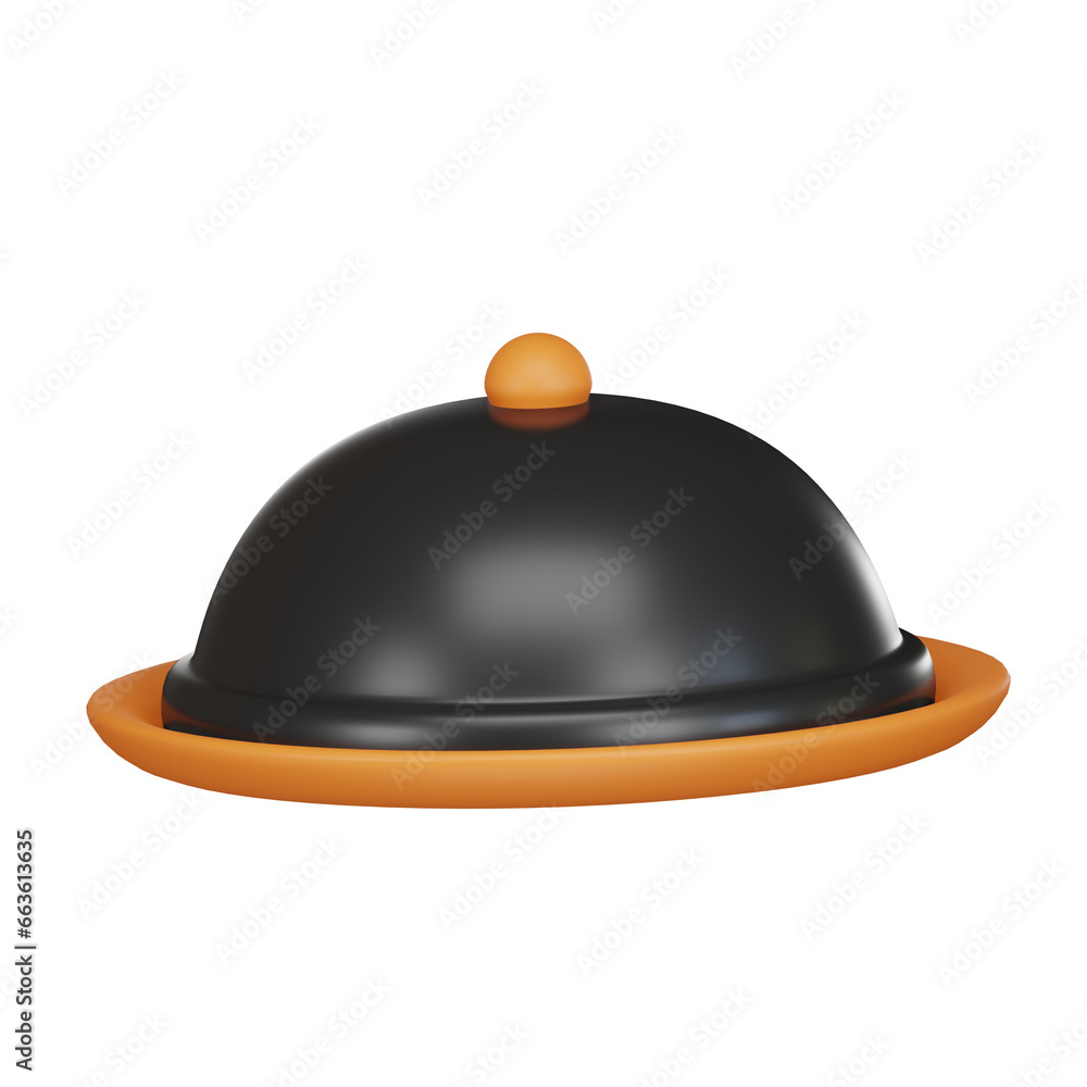 Fototapeta premium Cloche 3D icon isolated on white background, 3D rendering