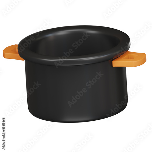 Cooking Pot 3D icon isolated on white background, 3D rendering