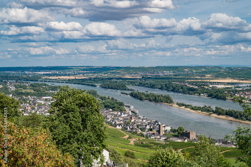 Views of the Rhine River in Rudesheim German in Summer 