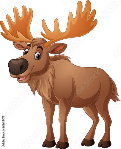 Cartoon moose on white background