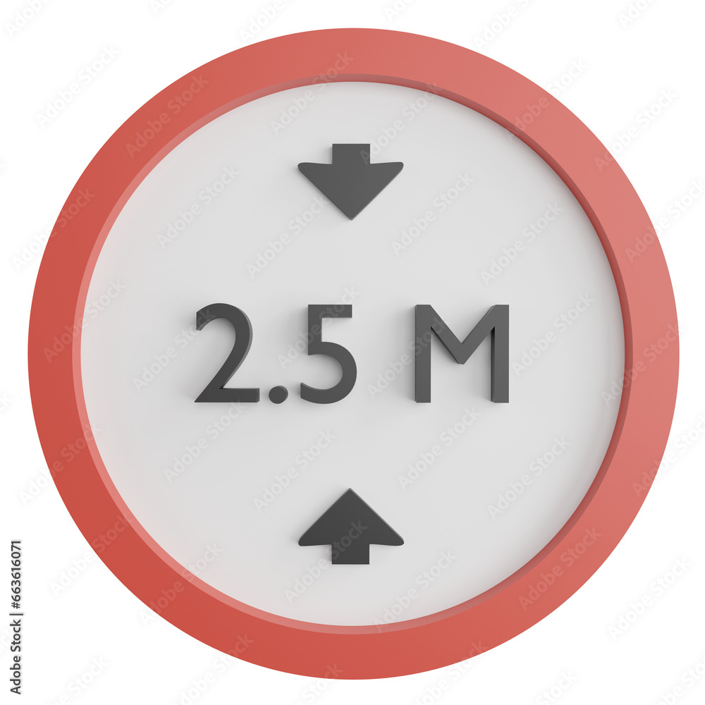 Height limit 2.5 meters sign clipart flat design icon isolated on transparent background, 3D render road sign and traffic sign concept Height limit 2.5 meters sign clipart flat design icon isolated on transparent background, 3D render road sign and traffic sign concept