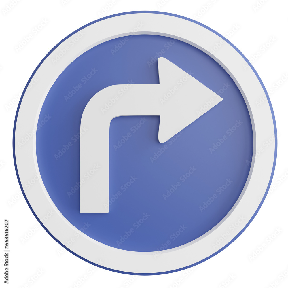 Turn right ahead sign clipart flat design icon isolated on transparent background, 3D render road sign and traffic sign concept Turn right ahead sign clipart flat design icon isolated on transparent background, 3D render road sign and traffic sign concept
