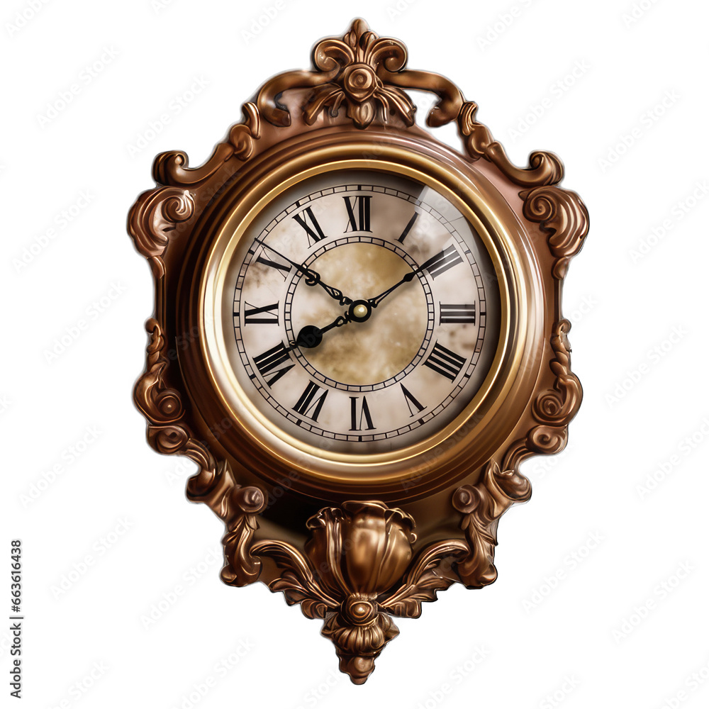 antique clock isolated on white