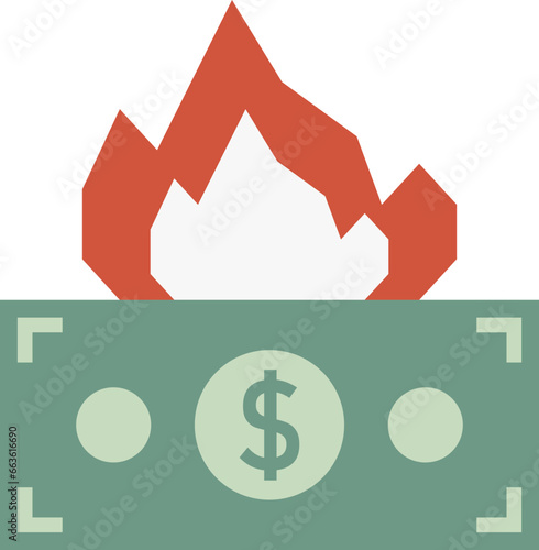 Burning money icon