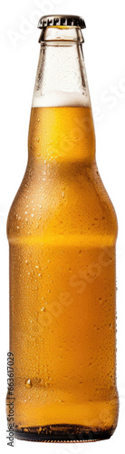 Cold bottle of beer with drops isolated.