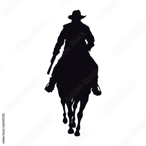 cowboy silhouette in horse full length