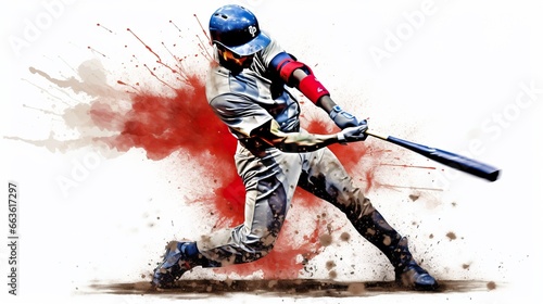 Baseball Player Swinging Bat in Explosive Action Scene