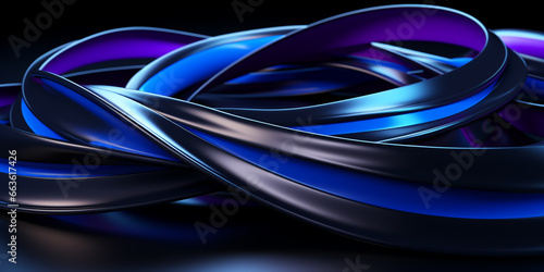 Blue purple black twisted shapes in motion Abstract background