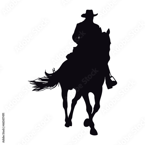 cowboy silhouette in horse standing