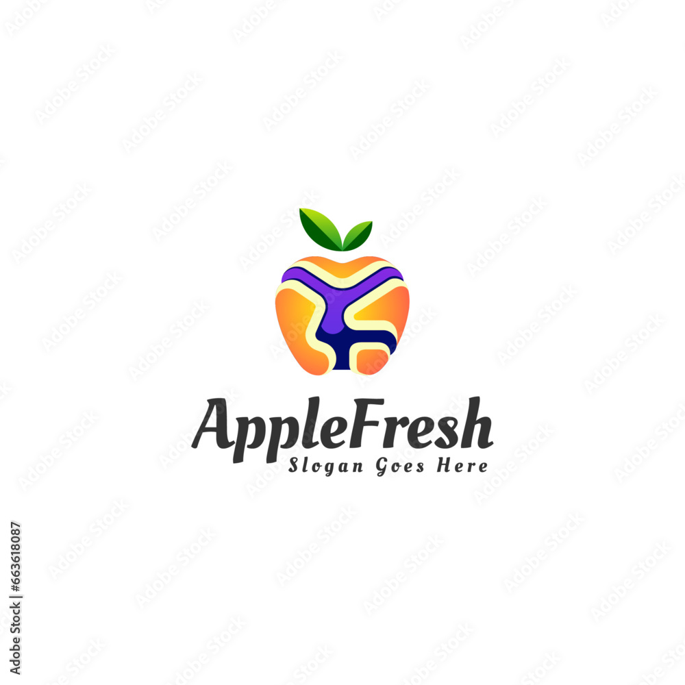 Vector Logo Illustration Apple Fresh Gradient Colorful Style