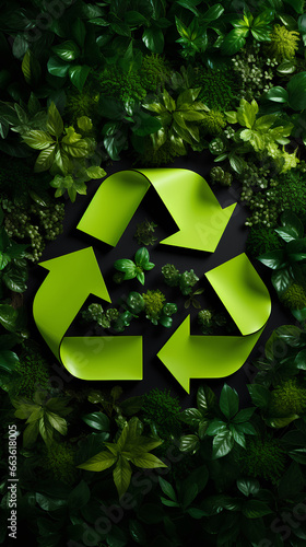 Recycle, reduce, reuse and repair. Creative images about recycling, waste reduction and reuse. Original composition of caring for the environment and recycling. The three R's.  photo