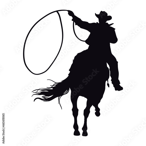 cowboy silhouette in horse rodeo