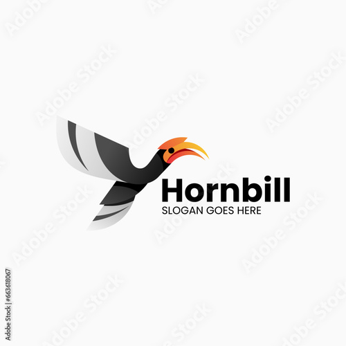 Vector Logo Illustration Hornbill Gradient Colorful Style