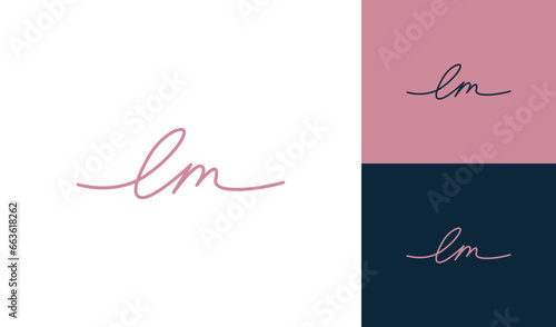 Letter LM handwriting signature logo design