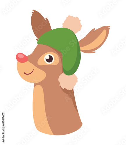 christmas deer with green hat