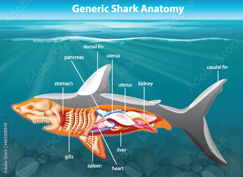 Exploring Shark Anatomy in an Underwater Scene