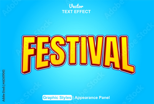 festival text effect with graphic style orange color editable.