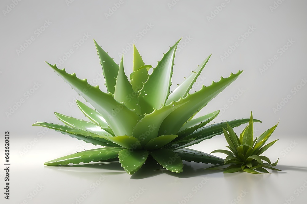 Fototapeta premium aloe vera, hyper-realistic, hd, with blank background, closeup