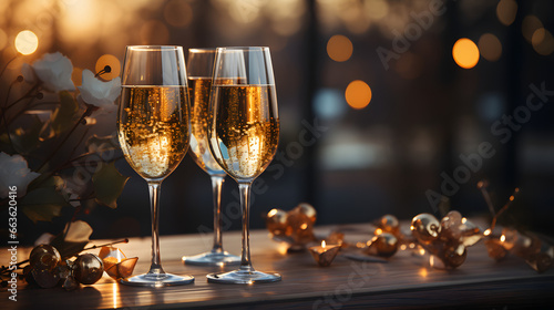 A Champagne Celebration Toast for New Year's Cards. 