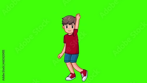 A Boy Shocking, Excited, Boxing And Saying Bye Animations On Green Screen 4k Quality