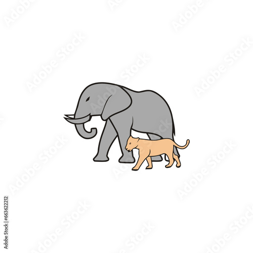 elephant cartoon with cat illustration