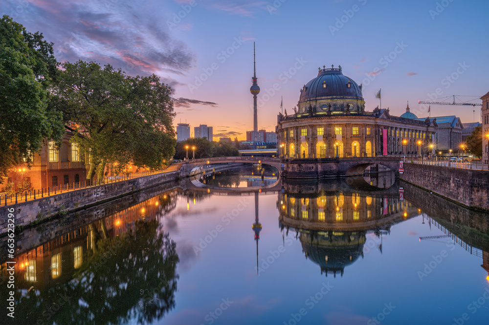 The Museum Island and the TV Tower in Berlin before sunrise