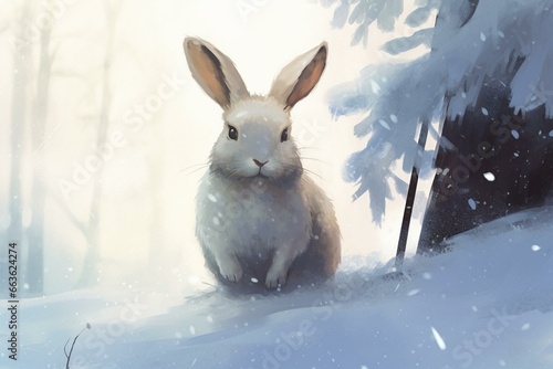 snowy rabbit. Generative AI