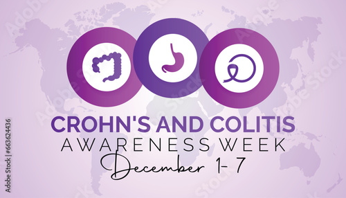 Vector illustration on the theme of Crohn's and Colitis Awareness Week observed each year during December.banner, Holiday, poster, card and background design.
