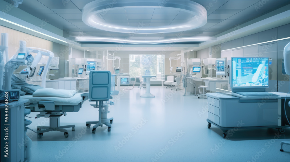 Operating room in hospital with modern medical equipment