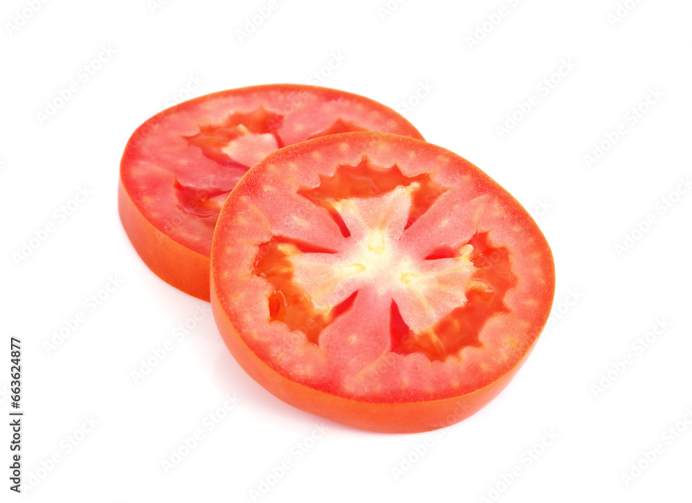 Tomato sliced isolated on white background