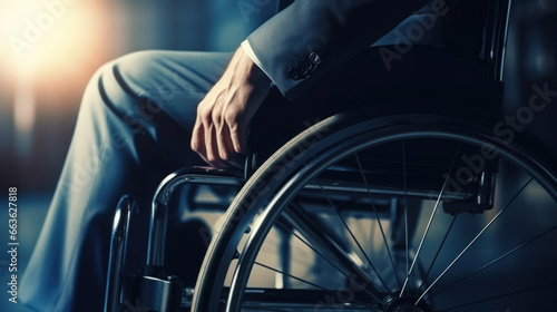 Close up view man in wheelchair