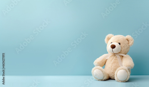 Toy bear on a blue background