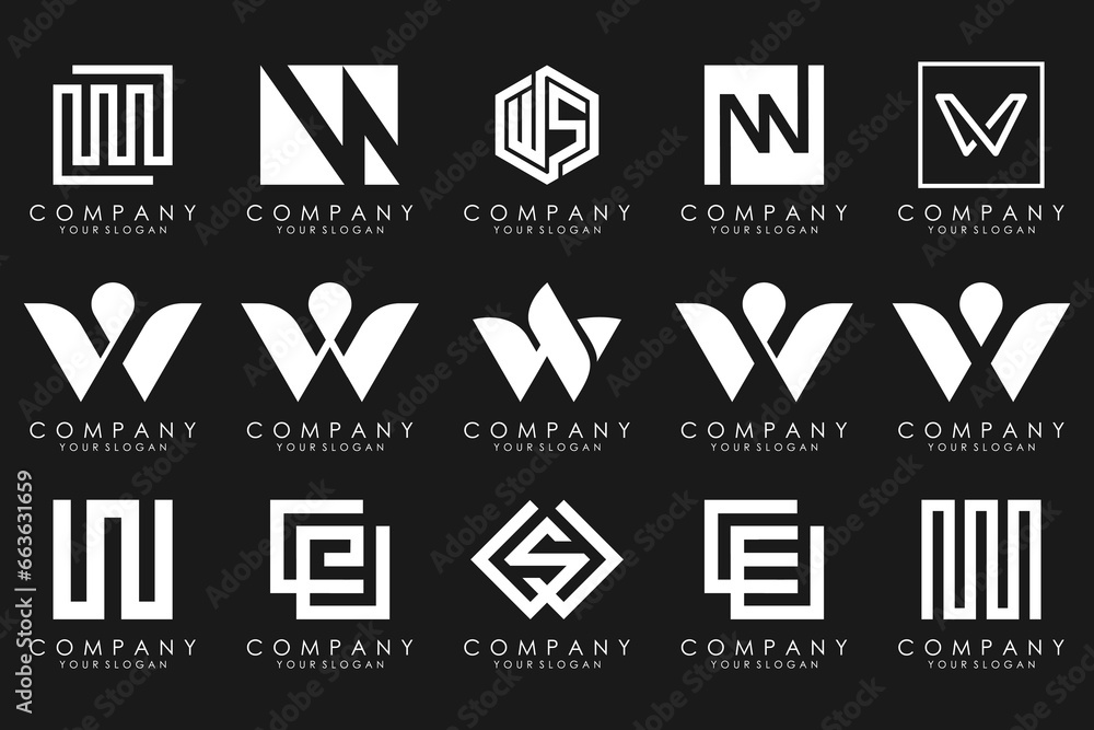 Abstract collection with letters W logo design. creative design logotype W with white color. Abstract collection with letters W logo design. creative design logotype W with white color.