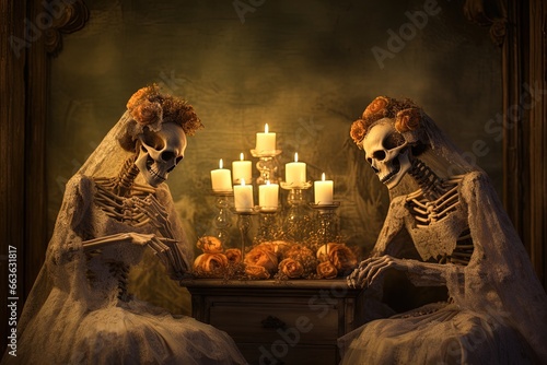 Skeleton and Candles: Photorealistic Eccentricity photo