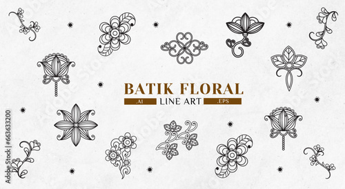 Batik Floral Line Art Set photo
