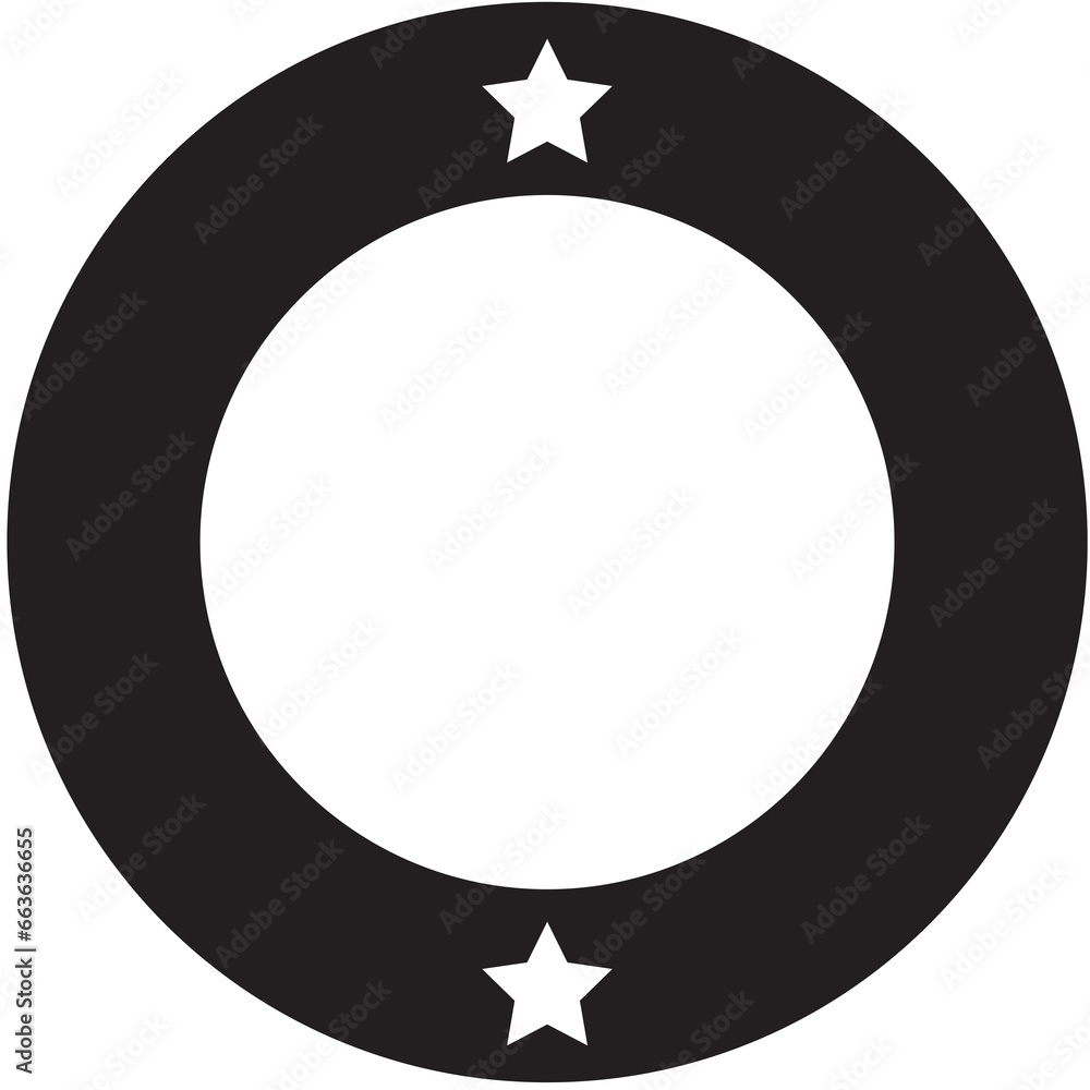 Digital png illustration of black and white circle with stars on ...