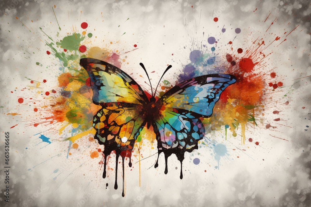 transformation with butterfly background paint splatters. Generative AI