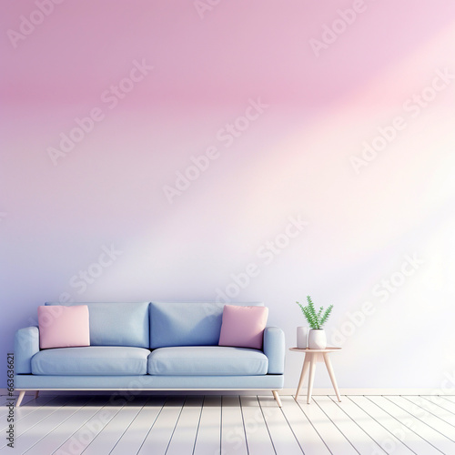 Gradient wallpaper in living room