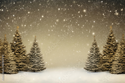 Greeting card of Christmas trees in the forest © Venka