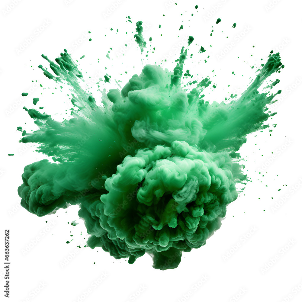 green explosion isolated on transparent background - powder paint ...