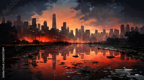 Captivating Urban Horizons: Marvel at Stunning Cityscapes and Scenic Skylines with Mesmerizing Sunsets and Sunrises, generative AI