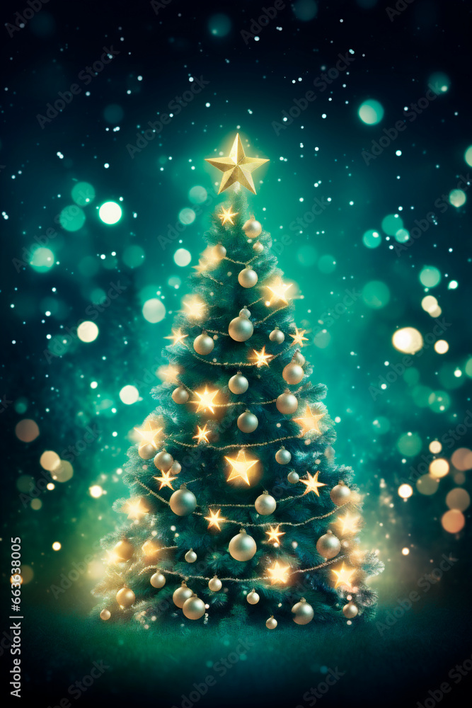 Christmas tree with garlands and decorations Christmas tree with garlands and decorations